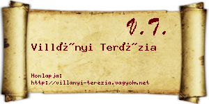Villányi Terézia névjegykártya